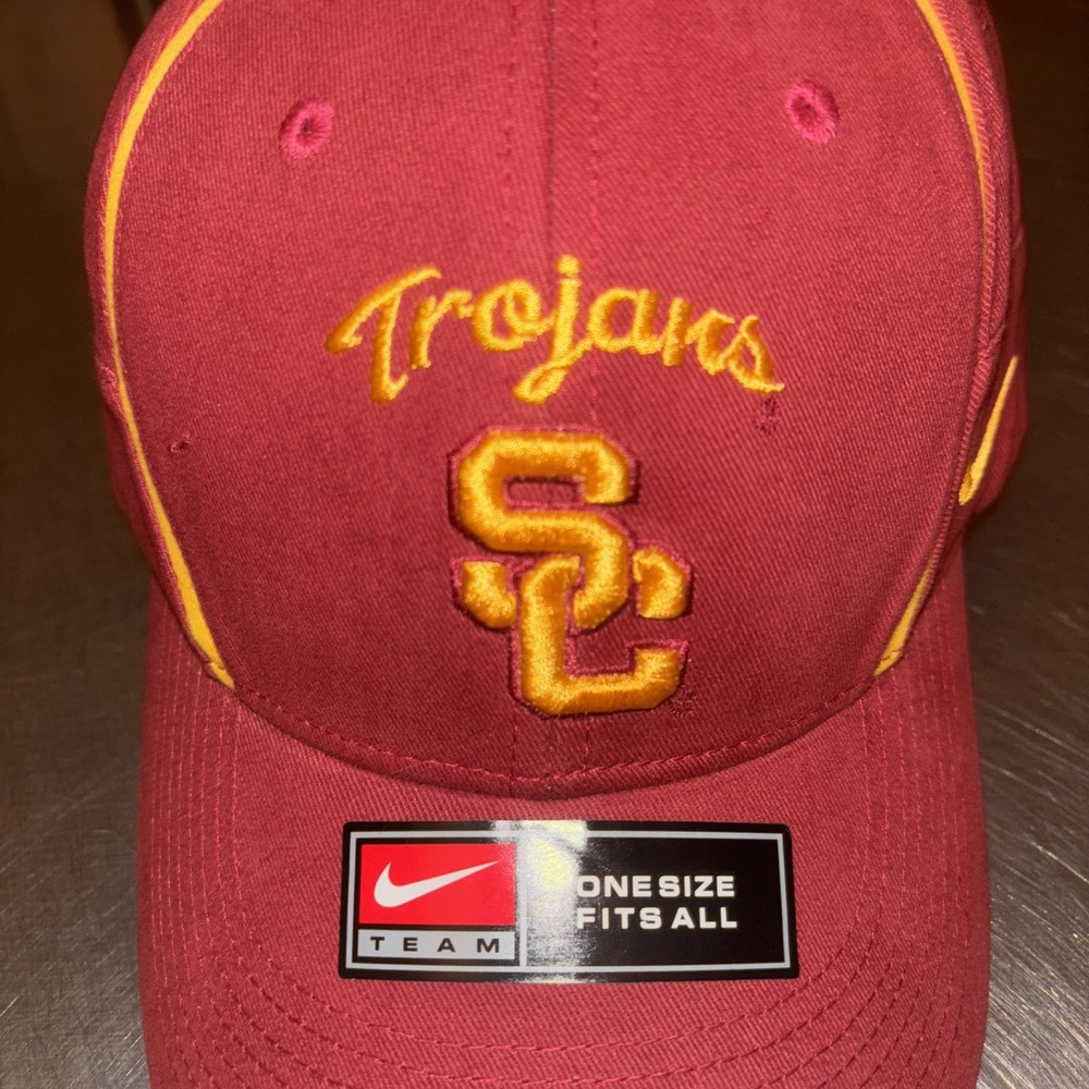 NEW USC Trojans Y2K‎ Nike Team Dad Hat Strapback Cap Red Gold Football Swoosh - Picture 3 of 6